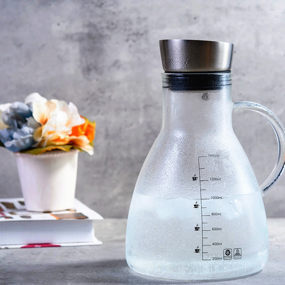 Heat Resistant Borosilicate Glass Water Pitcher with Lid, 1.5L/51oz Iced Tea Cold Brew Coffee Maker Hot/Cold Water Jug Kettle
Heat Resistant Borosilicate Glass Water Pitcher with Lid, 1.5L/51oz Iced Tea Cold Brew Coffee Maker Hot/Cold Water Jug Kettle