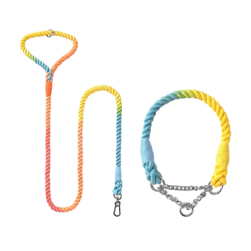 

Fashion Dog Leash Round Cotton Dogs Lead Rope Colorful Pet Long Leashes Belt Outdoor Dog Walking Training Leads Ropes