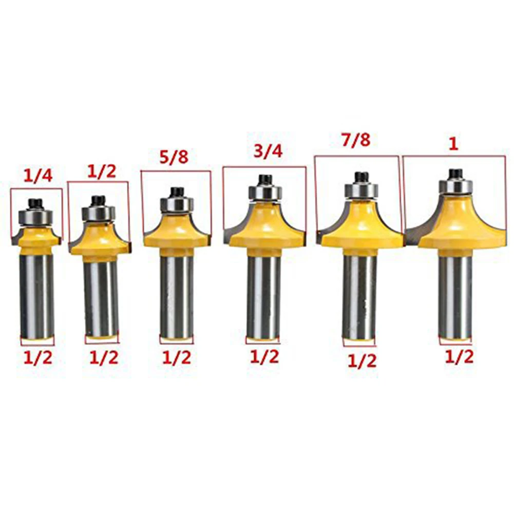 6Pcs 1/2" Shank Round Over Edging Router Bit Set 1/4"1/2" 5/8" 3/4" 7/8" 1" For Combined Plunge-cutting Pattern/template Routing
6Pcs 1/2" Shank Round Over Edging Router Bit Set 1/4"1/2" 5/8" 3/4" 7/8" 1" For Combined Plunge-cutting Pattern/template Routing