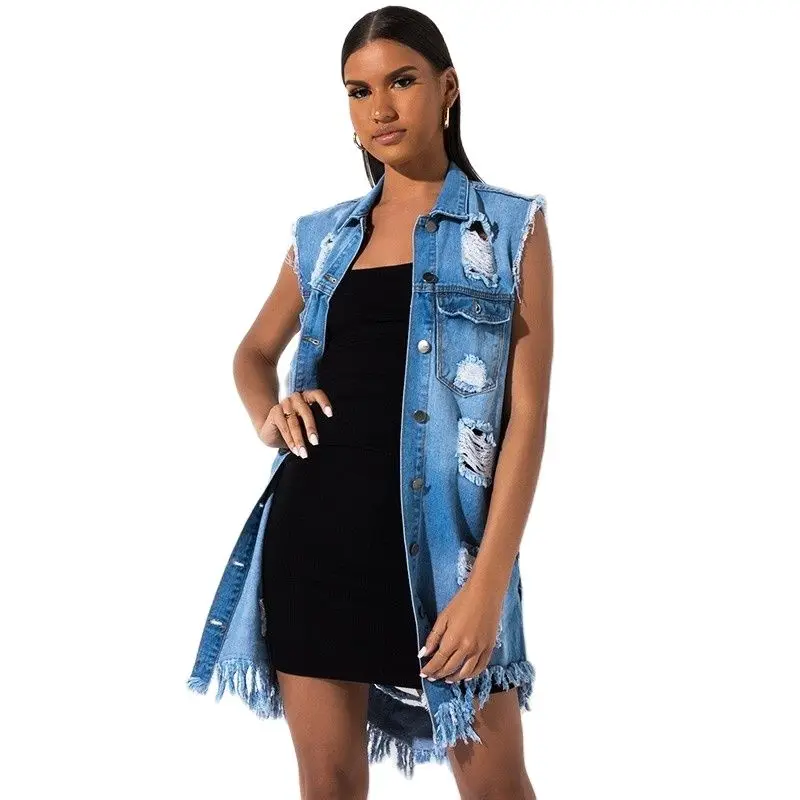 Джинсовый жилет, куртка для женщин, модная Стильная джинсовая куртка без рукавов, Женская рваная синяя джинсовая куртка, Женское пальто
Джинсовый жилет, куртка для женщин, модная Стильная джинсовая куртка без рукавов, Женская рваная синяя джинсовая куртка, Женское пальто