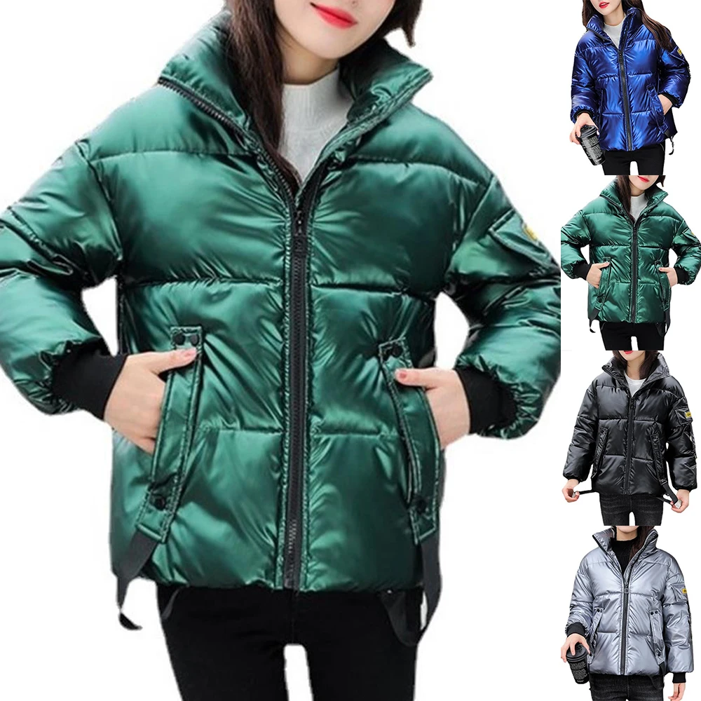 Glossy Short Bread Coat Stand Collar Zipper Plus Size Hooded Jacket Fashion Parkas Ribbon Windproof Women Winter Warm Parka
Glossy Short Bread Coat Stand Collar Zipper Plus Size Hooded Jacket Fashion Parkas Ribbon Windproof Women Winter Warm Parka