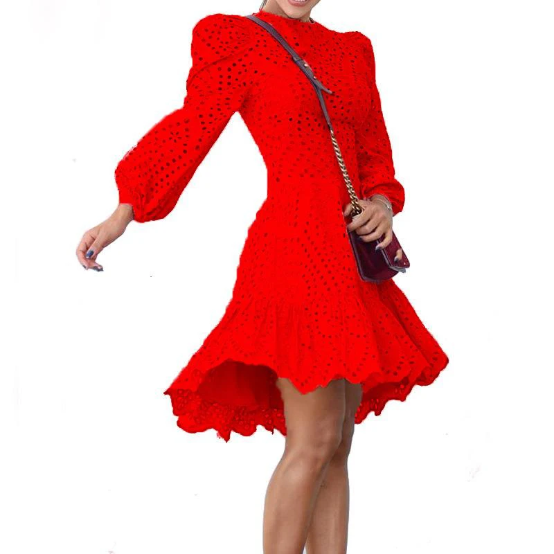 New Mini Dress Women Hollow Out Temperament Party Dresses Solid Long Sleeve Elegant Chic Casual Dress Ruffle Female Dresses
New Mini Dress Women Hollow Out Temperament Party Dresses Solid Long Sleeve Elegant Chic Casual Dress Ruffle Female Dresses