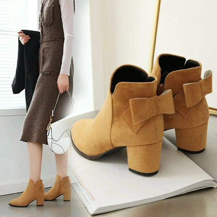 Bowknot Ladies Booties Block Heels Zipper Ankle Boots Autumn Casual Office Shoes
Bowknot Ladies Booties Block Heels Zipper Ankle Boots Autumn Casual Office Shoes
