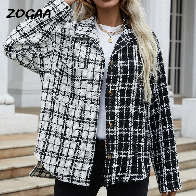 ZOGAA Coat Women Spring Autumn New Long-sleeved Shirt Black White Stitching Plaid Single-breasted Cardigan Ladies Jacket Female
ZOGAA Coat Women Spring Autumn New Long-sleeved Shirt Black White Stitching Plaid Single-breasted Cardigan Ladies Jacket Female