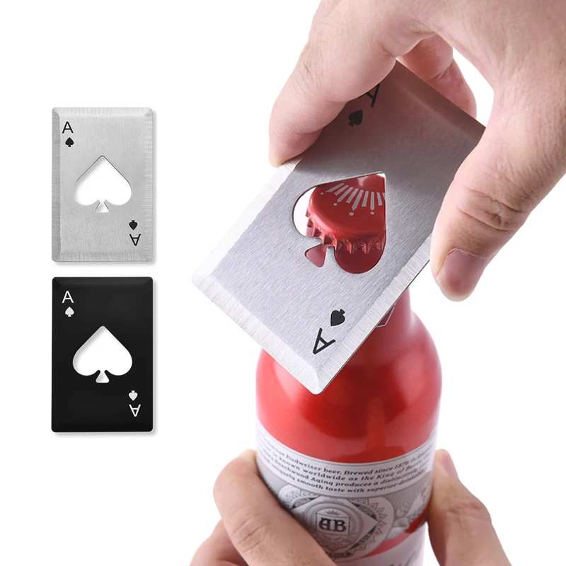 Stainless steel Spades A bottle opener Poker shape bottle opener Credit card beer bottle opener Kitchen accessories
Stainless steel Spades A bottle opener Poker shape bottle opener Credit card beer bottle opener Kitchen accessories