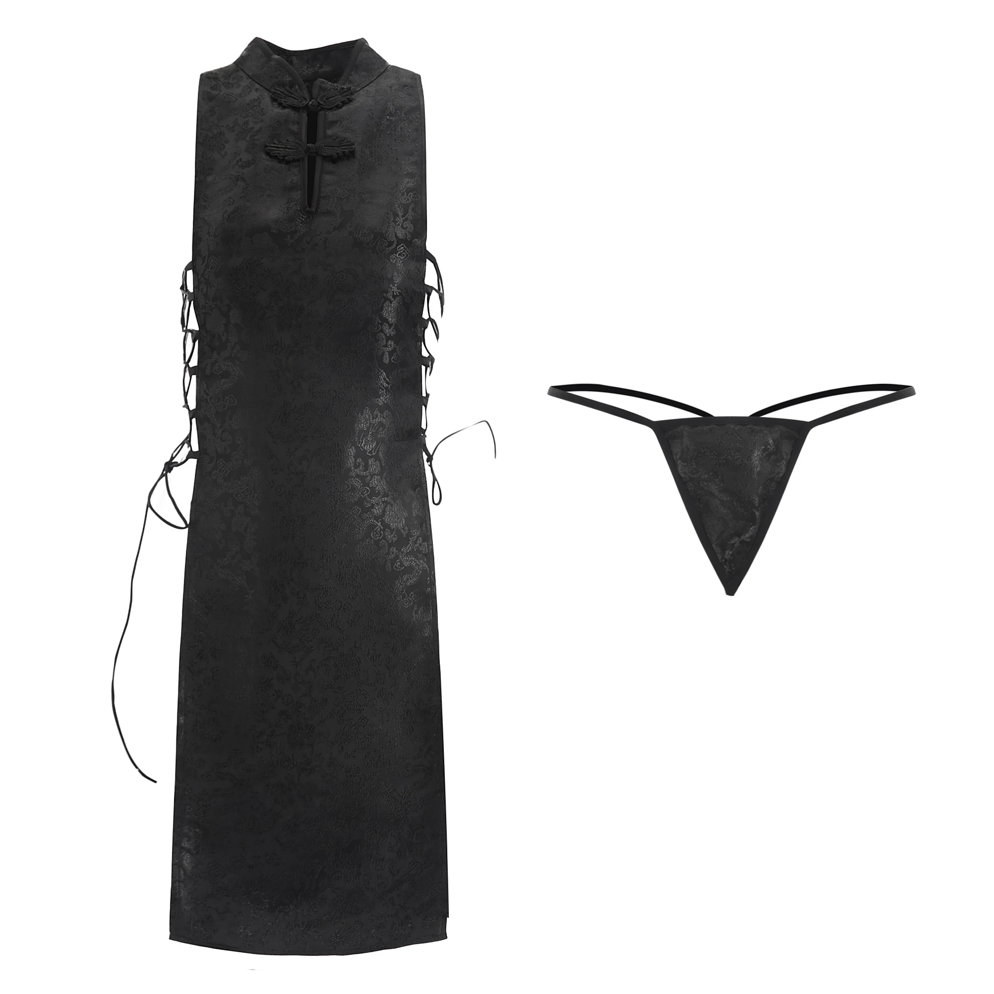 High Split Bandage Mini Dress Qipao Sexy Lingerie Cheongsam Uniform Women Chinese Traditional Party Dress Nightclub Costumes
High Split Bandage Mini Dress Qipao Sexy Lingerie Cheongsam Uniform Women Chinese Traditional Party Dress Nightclub Costumes