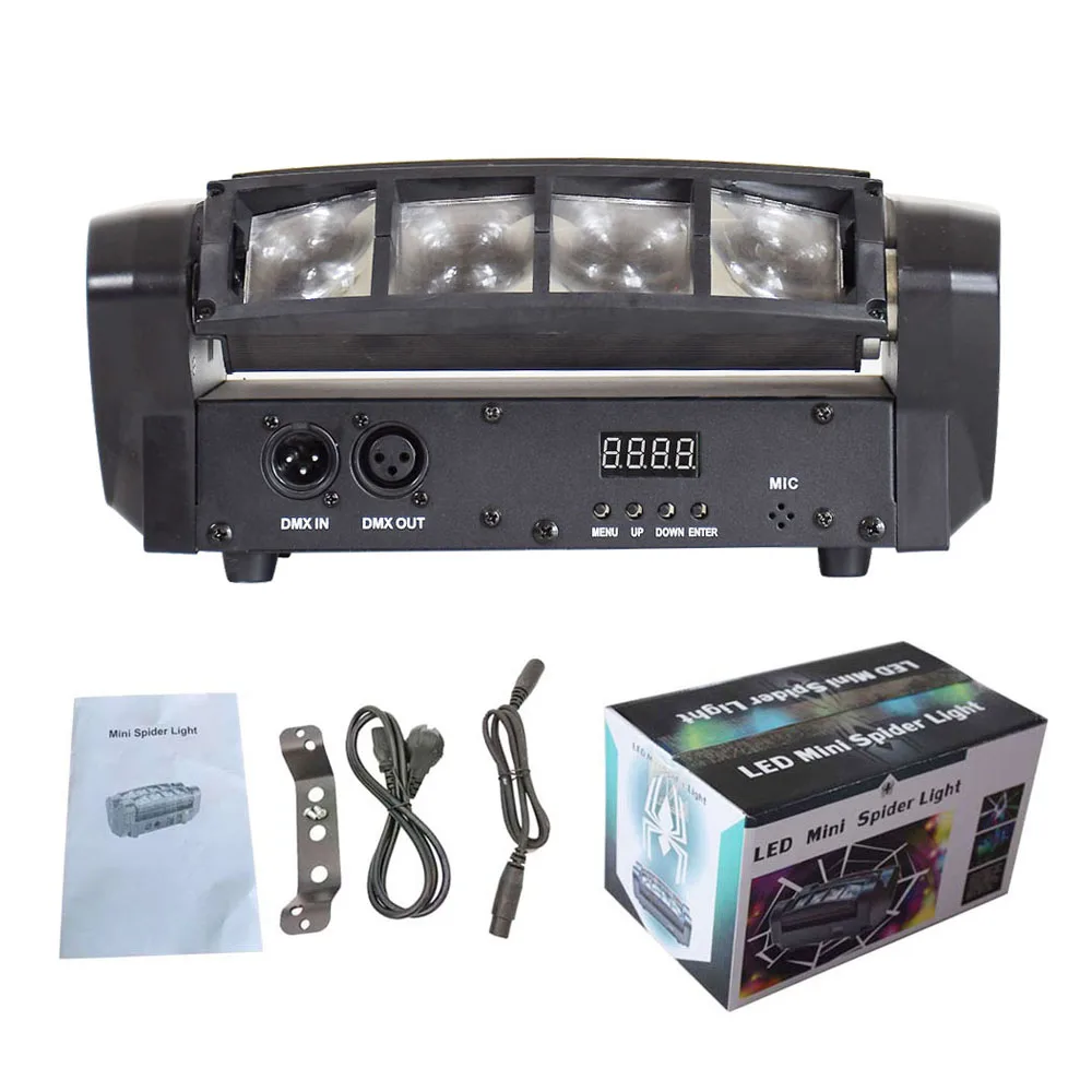 Moving Head RGBW LED DMX512 Sound Activated Auto Running Mini Spider Stage Light Beam Rotatable Lamp Disco KTV Party Show
Moving Head RGBW LED DMX512 Sound Activated Auto Running Mini Spider Stage Light Beam Rotatable Lamp Disco KTV Party Show