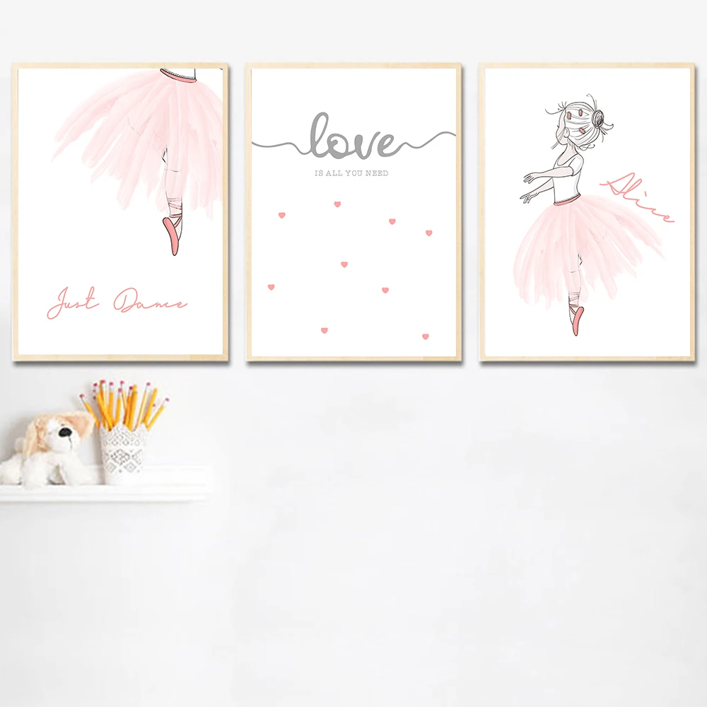 Custom Name Pink Ballerina Girl Canvas Painting Posters Prints Wall Art Pictures Nordic Posters Child Baby Room Home Decoration
Custom Name Pink Ballerina Girl Canvas Painting Posters Prints Wall Art Pictures Nordic Posters Child Baby Room Home Decoration
