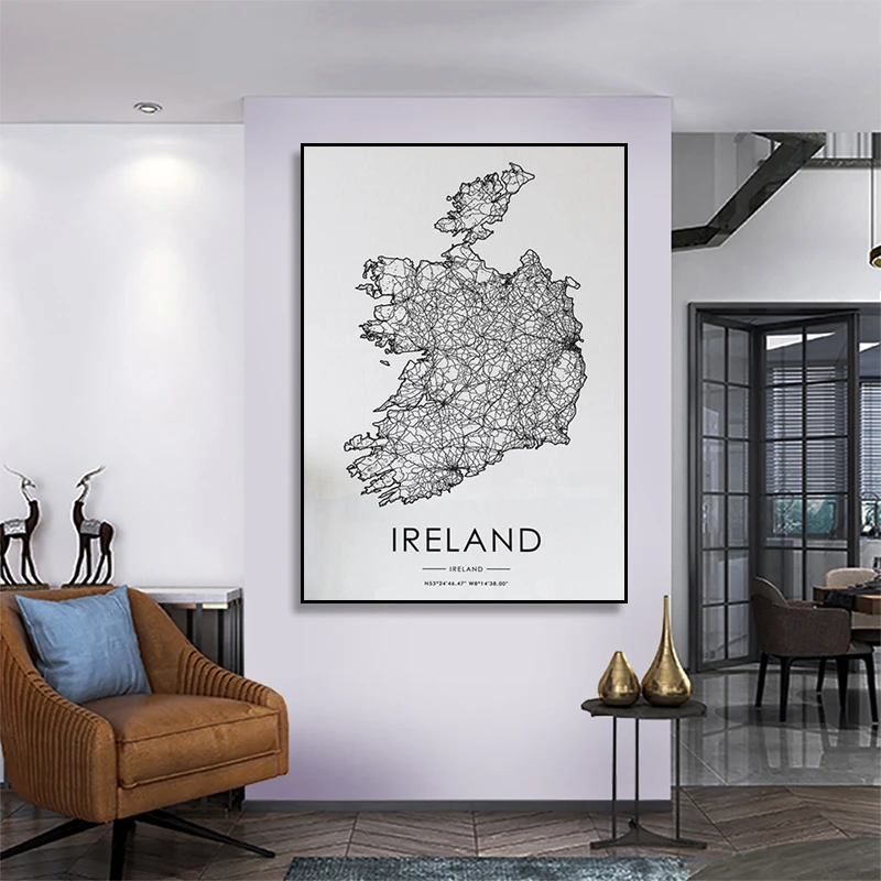 Ireland Country Road Map Nordic Living Room Decoration Canvas Poster Modern Home Decoration Art Print Painting Painting
Ireland Country Road Map Nordic Living Room Decoration Canvas Poster Modern Home Decoration Art Print Painting Painting