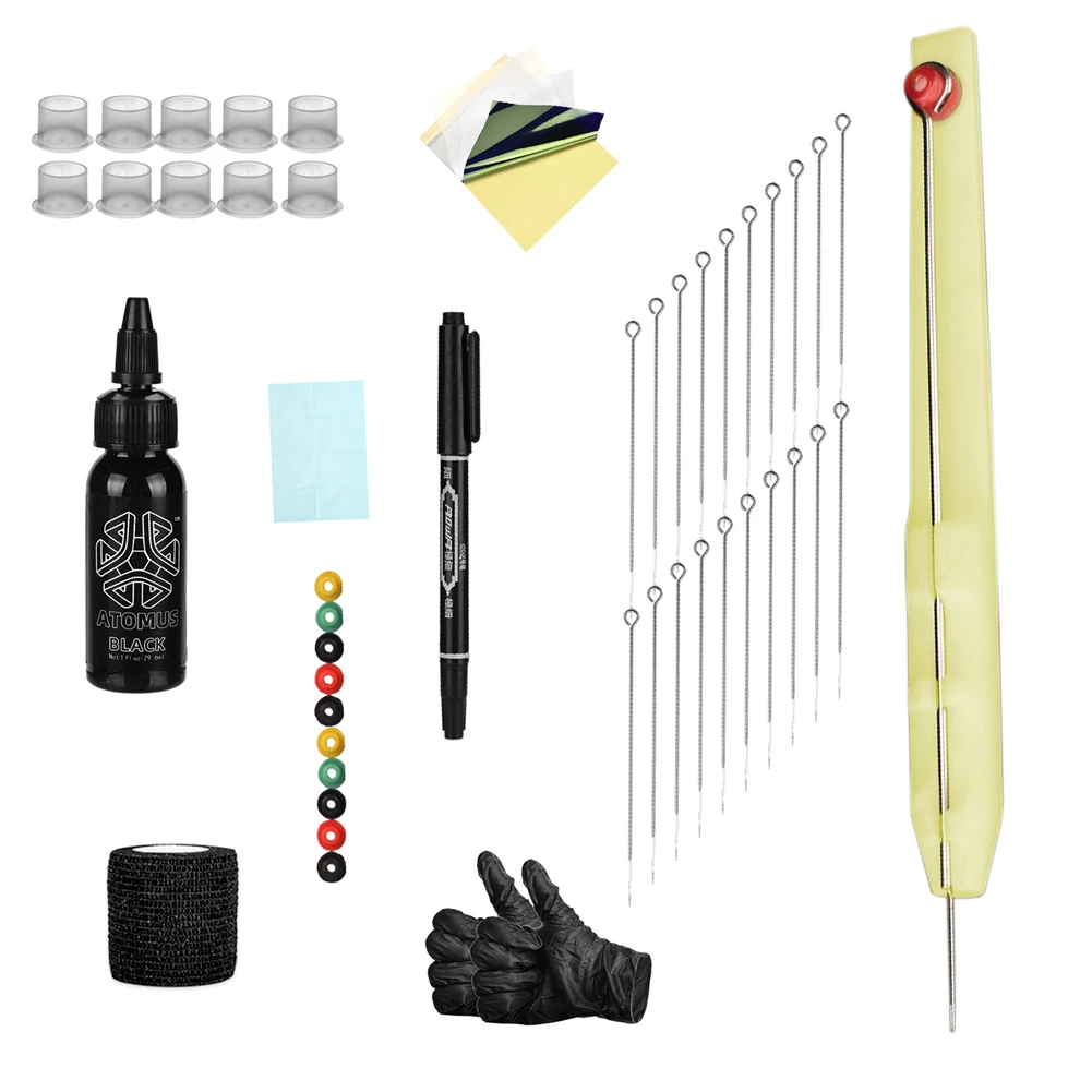 Tattoo Kit DIY Tattoo Supply Hand Poke Stick Ink Gloves Inkbox Needles Set Ink Cups 1 3 5 7RL Needles with Self-adhesive Bandage
Tattoo Kit DIY Tattoo Supply Hand Poke Stick Ink Gloves Inkbox Needles Set Ink Cups 1 3 5 7RL Needles with Self-adhesive Bandage
