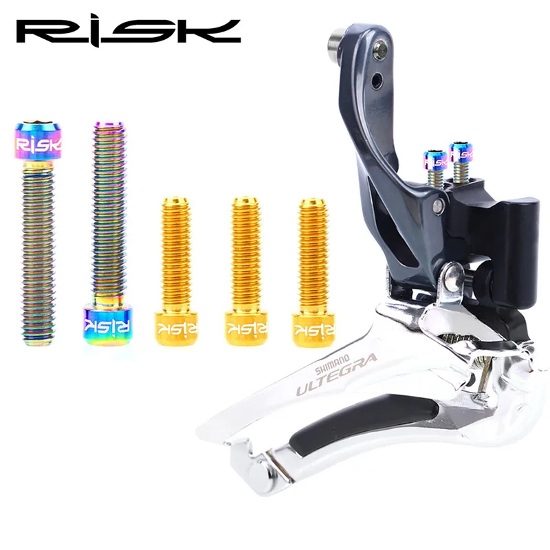 5 шт./3 шт. RISK TC4 титановый сплав M4 * 13 5/20 мм болты 3 цвета велосипедный передний