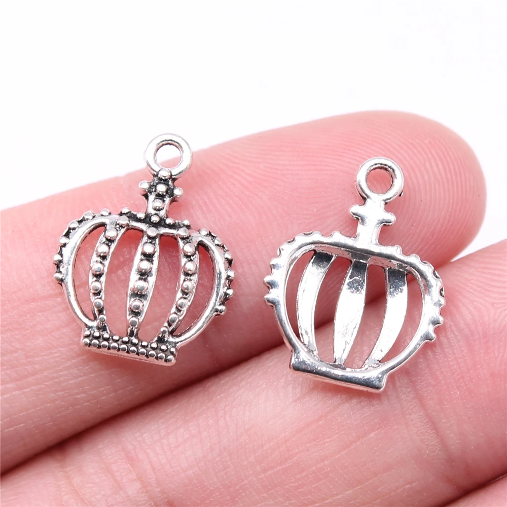 

WYSIWYG 20pcs Charms 18x14mm Crown Charms For Jewelry Making DIY Jewelry Findings Antique Silver Color Alloy Charms Pendant