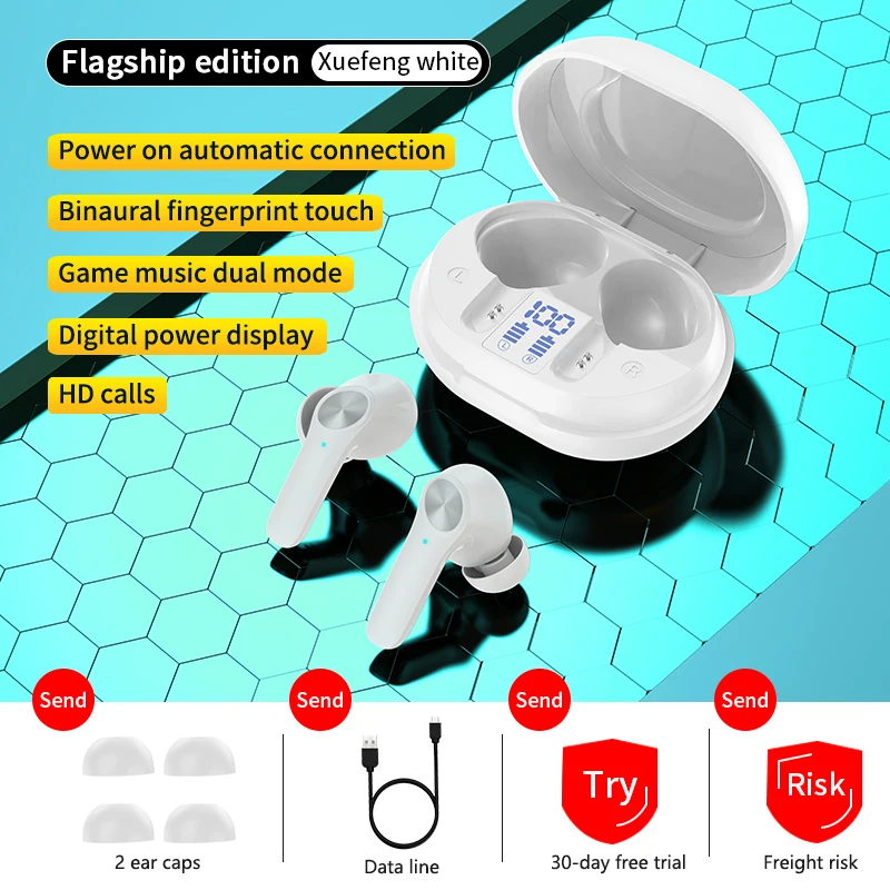 Bluetooth 5.0 Headset Wireless Headset HIFI Sound Hands-free Earplugs Stereo Digital Display Three True Low-latency Gaming
Bluetooth 5.0 Headset Wireless Headset HIFI Sound Hands-free Earplugs Stereo Digital Display Three True Low-latency Gaming