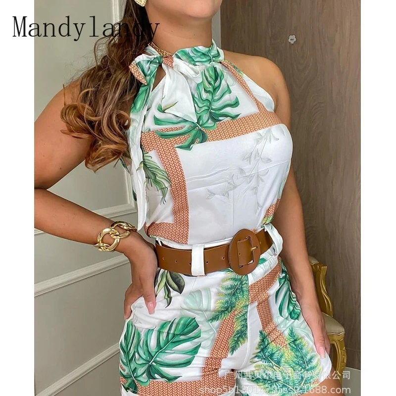 Mandylandy Playsuits Summer Casual Sleeveless O-Neck High Waist Straight Playsuits Women's Printed Slim-Fit Bandage Playsuits
Mandylandy Playsuits Summer Casual Sleeveless O-Neck High Waist Straight Playsuits Women's Printed Slim-Fit Bandage Playsuits