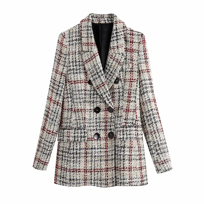 ZA 2021 autumn new women's clothing fashion all-match casual European and American style double-breasted Plaid soft suit jacket
ZA 2021 autumn new women's clothing fashion all-match casual European and American style double-breasted Plaid soft suit jacket