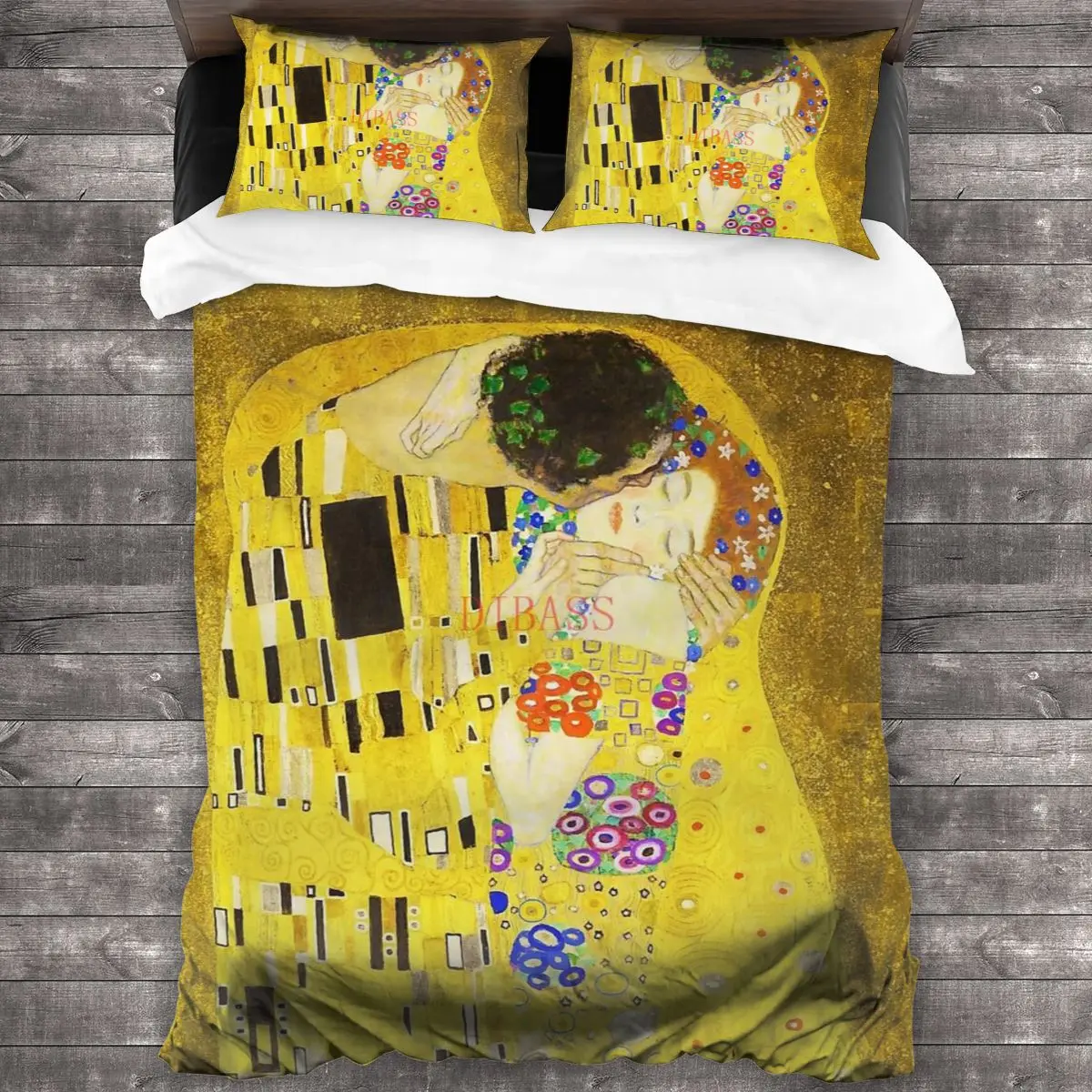 

HD The Kiss, By Gustav Klimt 1907-1908 Soft Microfiber Comforter Set with 2 Pillowcase, Quilt Cover With Zipper