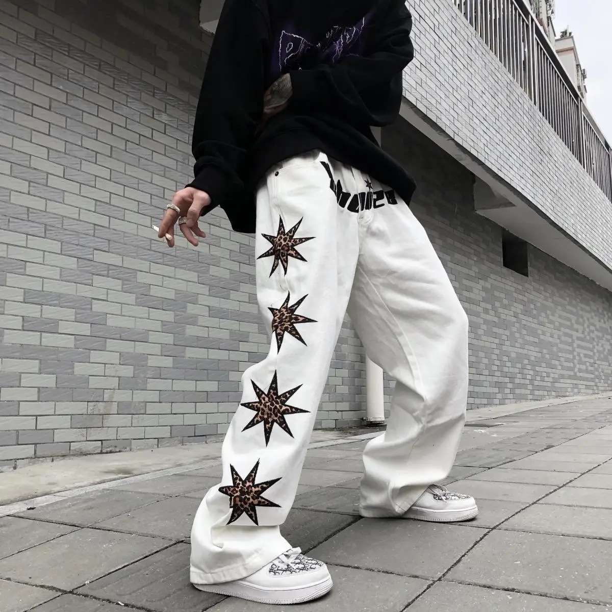 Star Patch Designs Jeans White Women Letter Embroidery Hip-Hop Streetwear Straight Trousers Female High Waist Patchwork Jeans
Star Patch Designs Jeans White Women Letter Embroidery Hip-Hop Streetwear Straight Trousers Female High Waist Patchwork Jeans