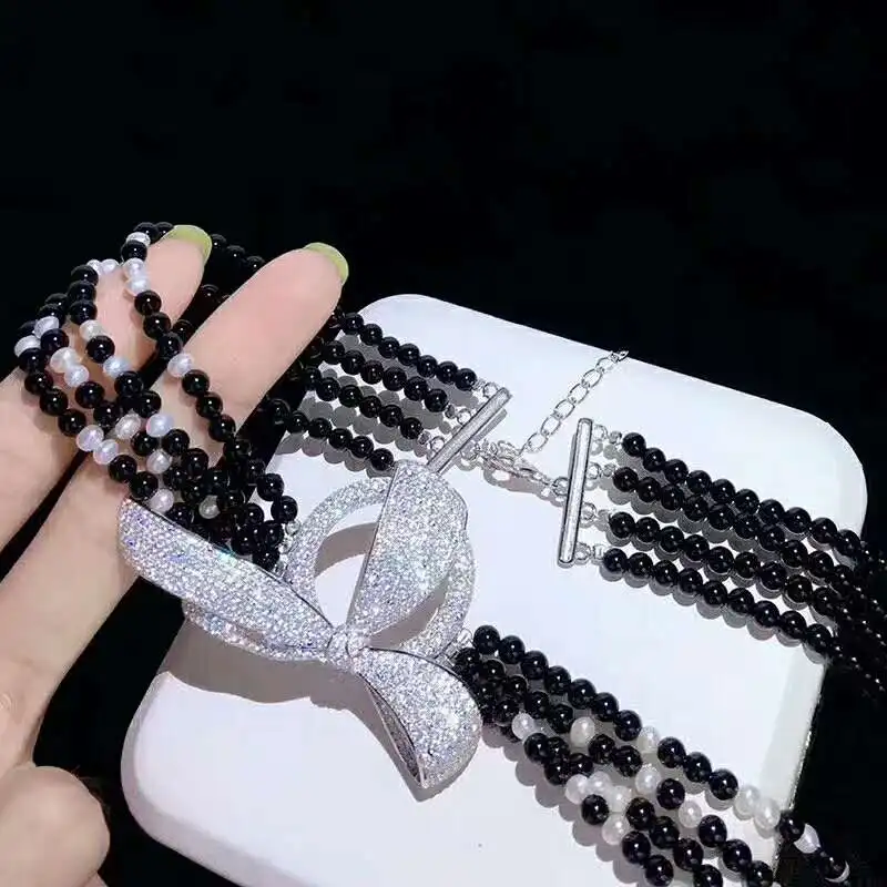 New style 4strands black stone white freshwater pearl necklace micro inlay zircon accessories long 45-53cm fashion jewelry
New style 4strands black stone white freshwater pearl necklace micro inlay zircon accessories long 45-53cm fashion jewelry