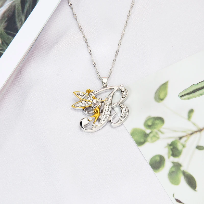 Ожерелье с подвеской в виде красивых кристаллов 26 букв цветок искусство для