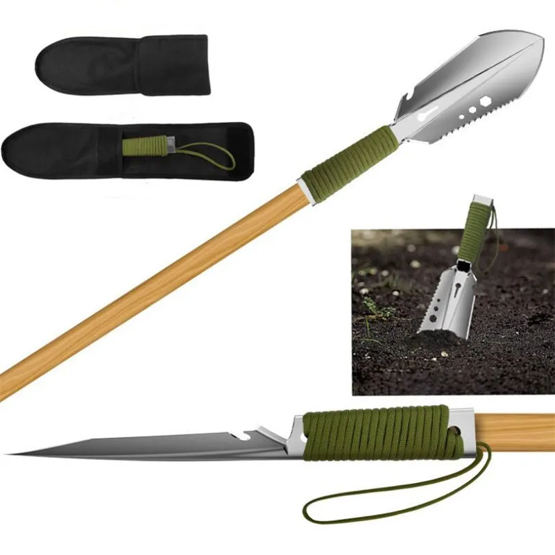 

Stainless Steel Gardening Shovel With Sawtooth Hex Wrench Ruler Digging Trowel Outdoor Gardening Farming Sharp Shovel Head