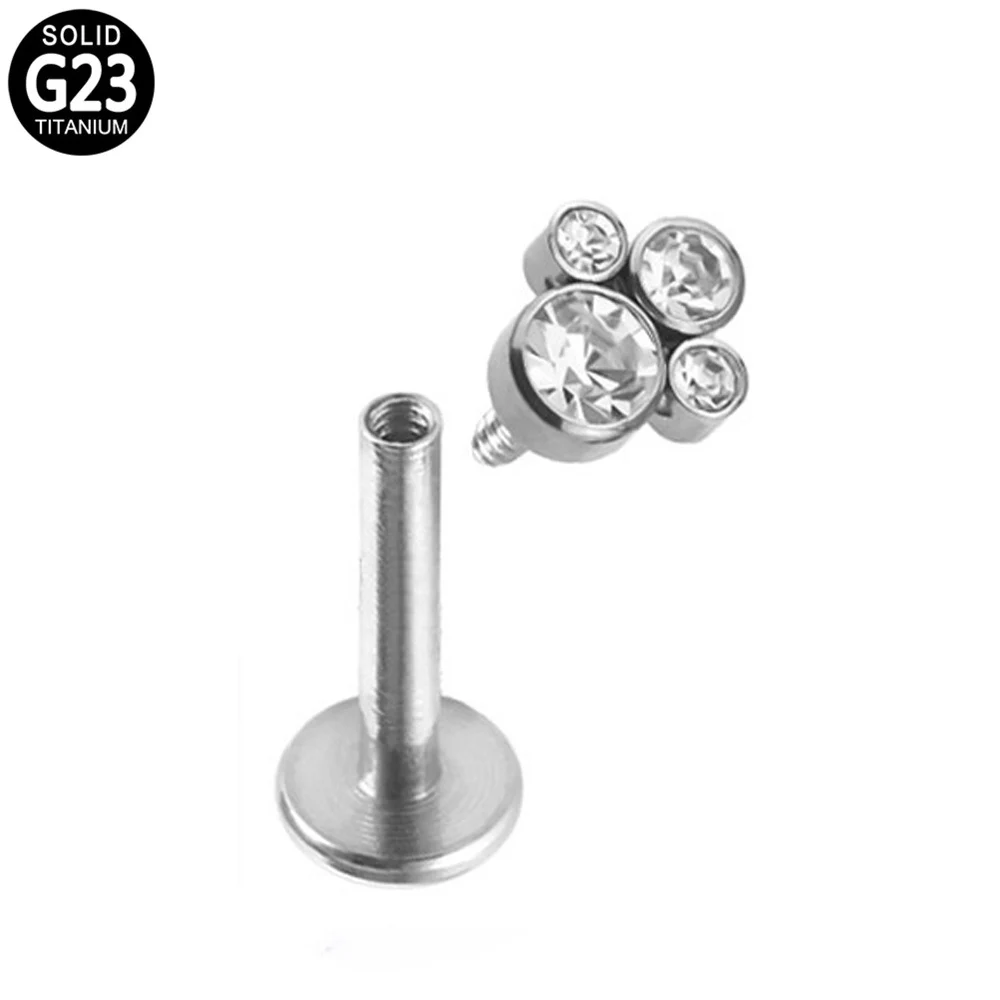 G23 Titanium Internally Threaded Bezel Set 4-CZ Cluster Labret Stud Ear Tragus Cartilage Helix Earring Lip Ring Piercing Jewelry
G23 Titanium Internally Threaded Bezel Set 4-CZ Cluster Labret Stud Ear Tragus Cartilage Helix Earring Lip Ring Piercing Jewelry