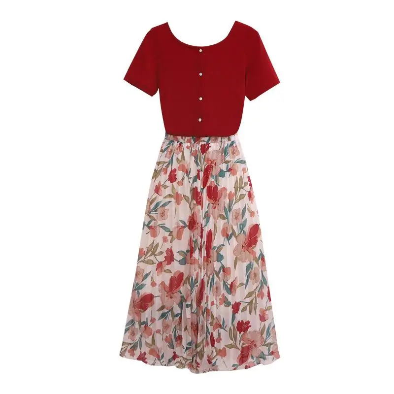 ICHOIX women 2 piece set summer Korean style outfits floral pleated skirt knitted t-shirt ladies suit Boho two piece skirt set
ICHOIX women 2 piece set summer Korean style outfits floral pleated skirt knitted t-shirt ladies suit Boho two piece skirt set