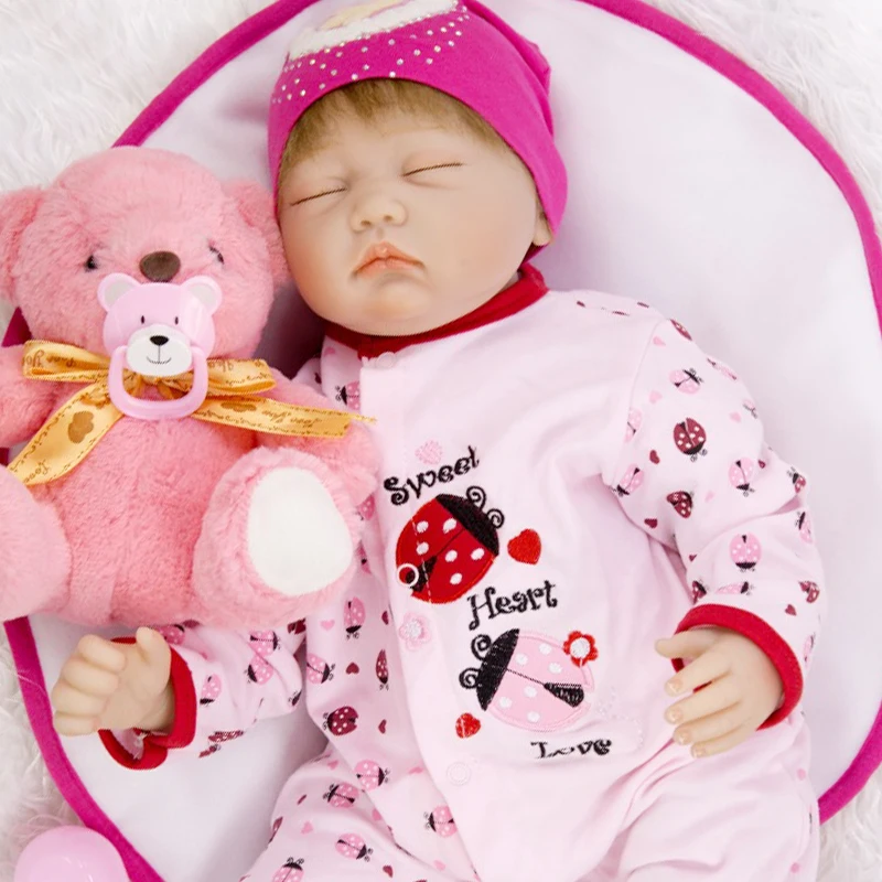 

NPK New Alive Babies Dolls Reborn 22 Inch closed eyes soft Silicone reborn Baby Doll Toy Realistic girl bebe reborn kids gift