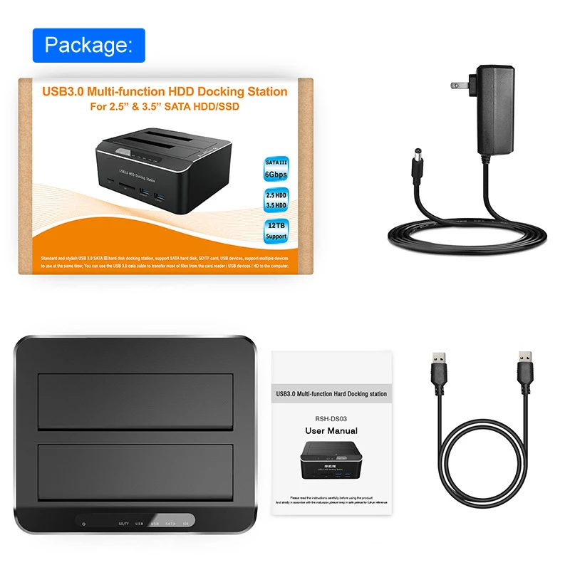 Dual Bay USB 3 0 для SATA IDE внешняя док-станция жесткого диска с 2-портовым концентратором