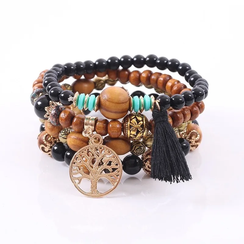 New Bohemian Wood Beads Tassel Bracelets Handmade Ethnic Rose Life Tree Multicolor Stone Beads Bracelets For Women/Men
New Bohemian Wood Beads Tassel Bracelets Handmade Ethnic Rose Life Tree Multicolor Stone Beads Bracelets For Women/Men