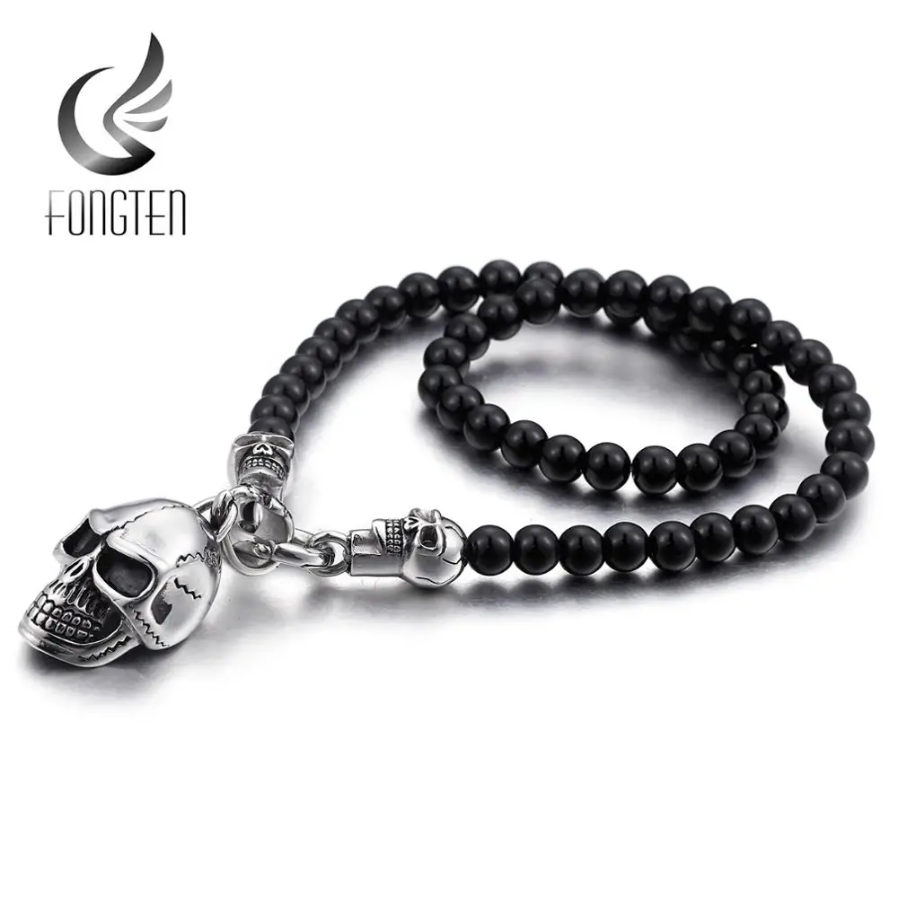 Fongten Rock Bead Chain Men Necklace Stainless Steel Skull Pendant Charm Long Glass Beads Fashion Viking Male Necklaces Jewelry
Fongten Rock Bead Chain Men Necklace Stainless Steel Skull Pendant Charm Long Glass Beads Fashion Viking Male Necklaces Jewelry
