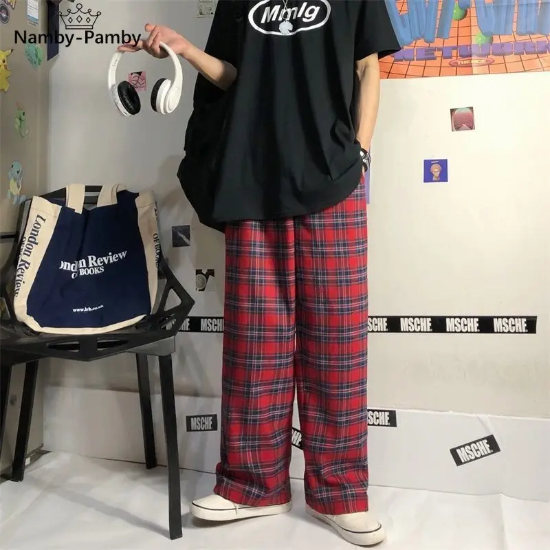 Harajuku Red Plaid Pants Women Korean Fashion Oversized Streetwear Loose Wide Leg Checked Trousers For Female 2021 Summer
Harajuku Red Plaid Pants Women Korean Fashion Oversized Streetwear Loose Wide Leg Checked Trousers For Female 2021 Summer