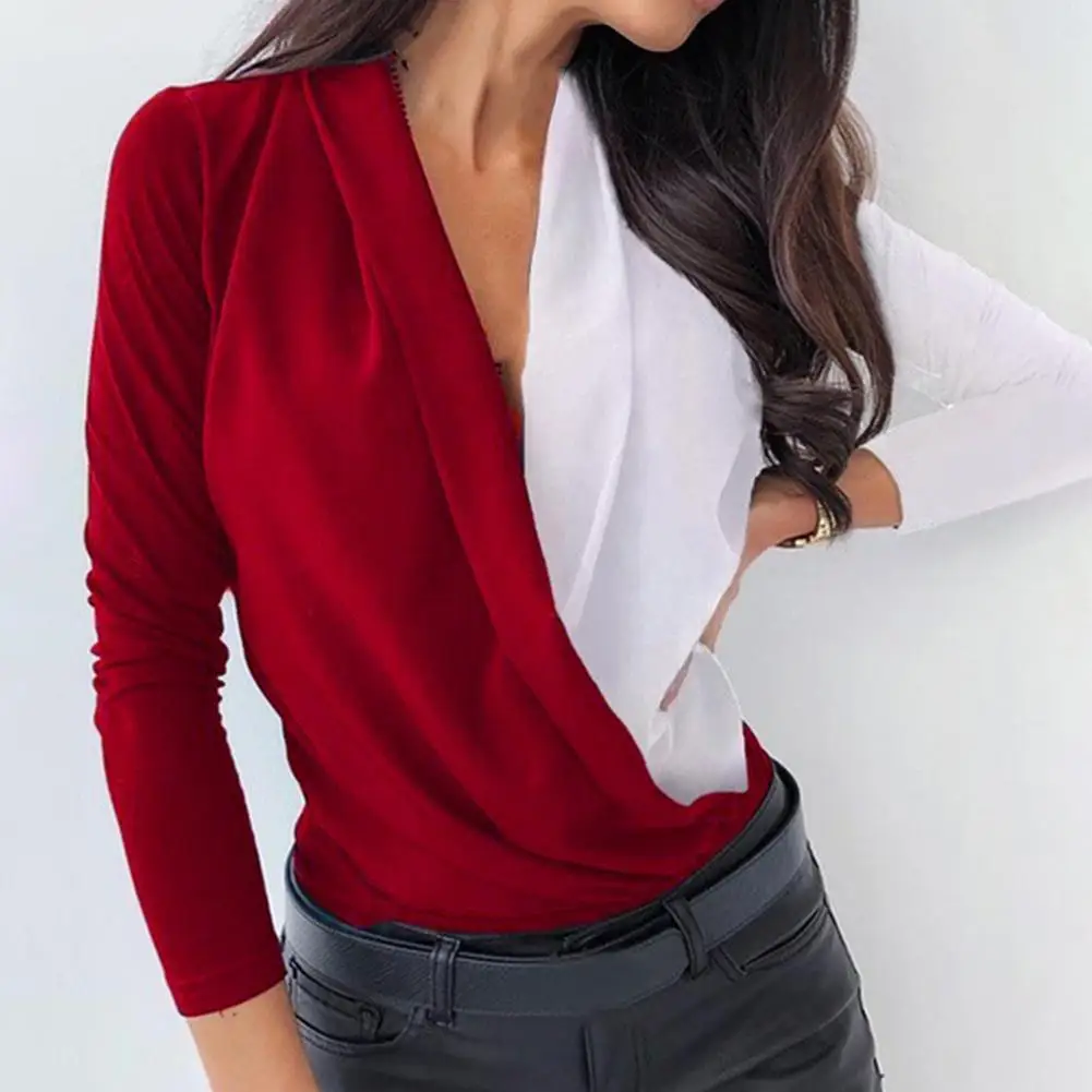 Women V Neck Loose Blouse Plus Size Pullovers Casual Pleated Shirts Autumn Patchwork Sleeve Long Tshirt Tshirt K0L4
Women V Neck Loose Blouse Plus Size Pullovers Casual Pleated Shirts Autumn Patchwork Sleeve Long Tshirt Tshirt K0L4