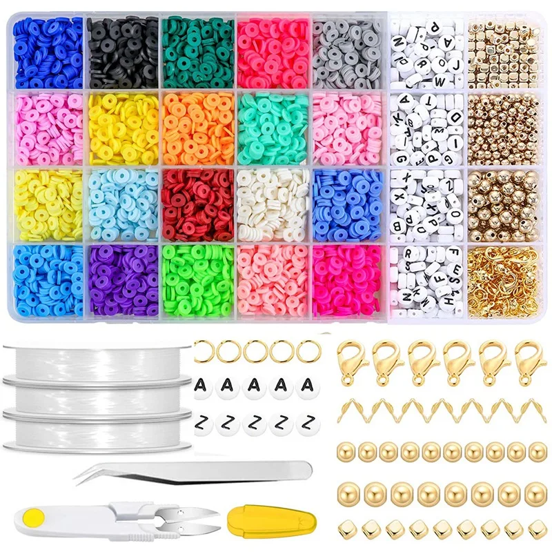 Clay Beads,4000 Pcs of Round Polymer Clay Spacer Beads,with Pendant and Rope,6mm Clay Heishi Beads,for Jewelry Making
Clay Beads,4000 Pcs of Round Polymer Clay Spacer Beads,with Pendant and Rope,6mm Clay Heishi Beads,for Jewelry Making