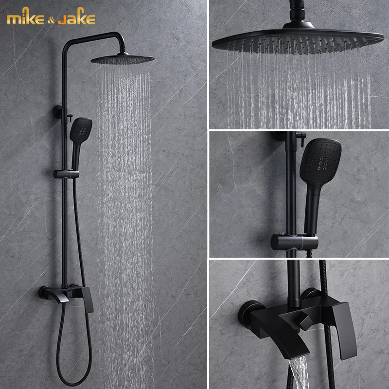 Matt black shower set bath shower mixer black bathtub faucet bathroom black shower hot and cold mixer 
Matt black shower set bath shower mixer black bathtub faucet bathroom black shower hot and cold mixer