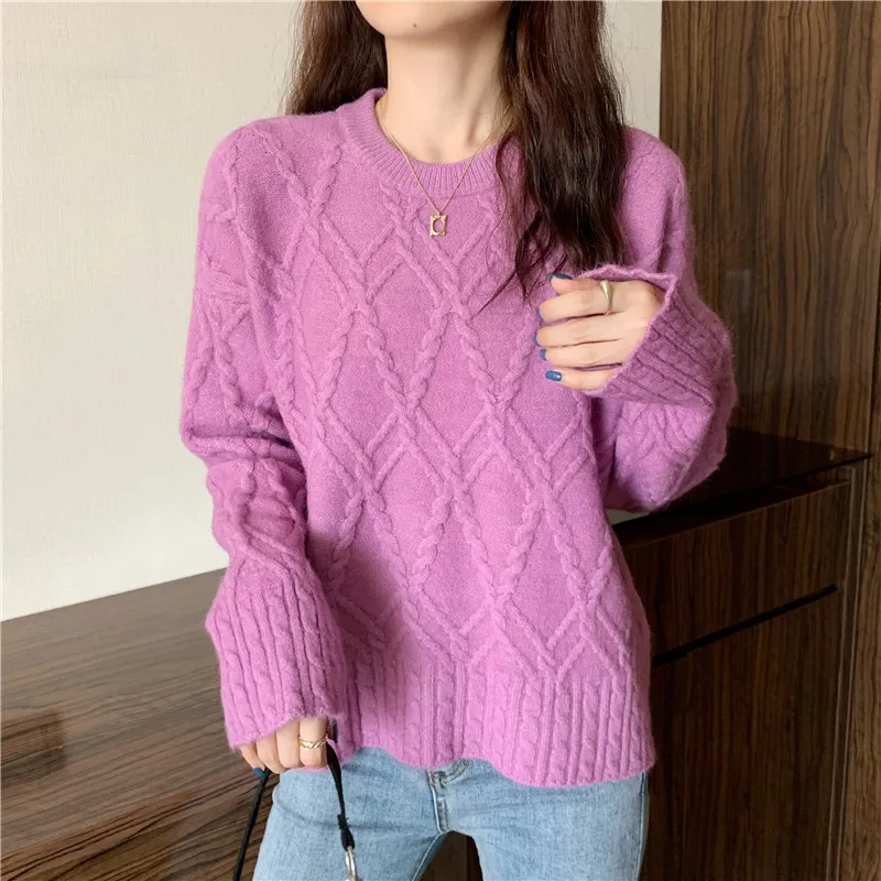 New autumn and winter 2020, Korean version of hemp and antique loose knitted sweater, long sleeve versatile coat for women 
New autumn and winter 2020, Korean version of hemp and antique loose knitted sweater, long sleeve versatile coat for women