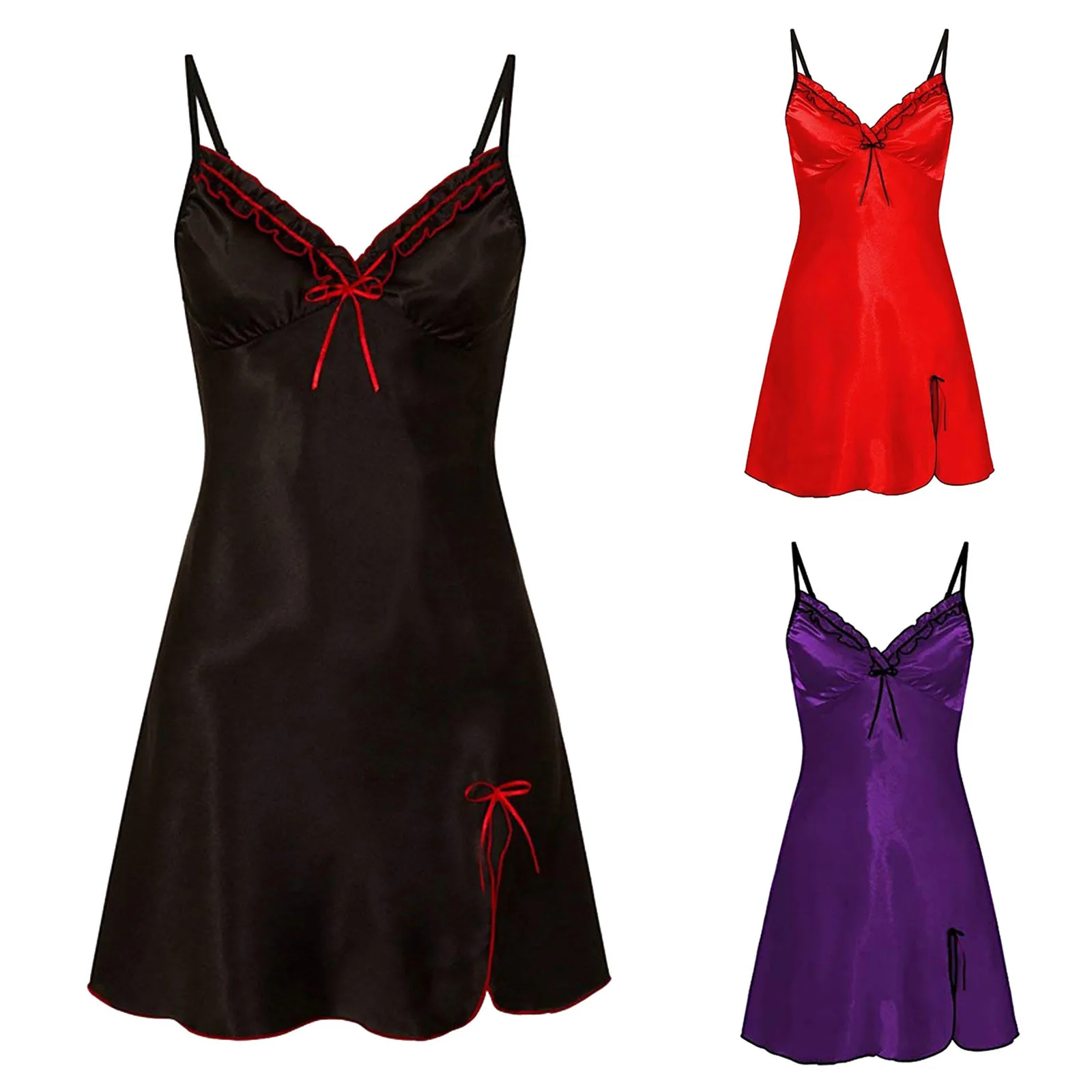Ladies Lingerie Sexy Woman Nightie Temptation V-neck Backless Women's Nightie Soft Comfortable Satin Sleepwear Women's Underwear
Ladies Lingerie Sexy Woman Nightie Temptation V-neck Backless Women's Nightie Soft Comfortable Satin Sleepwear Women's Underwear