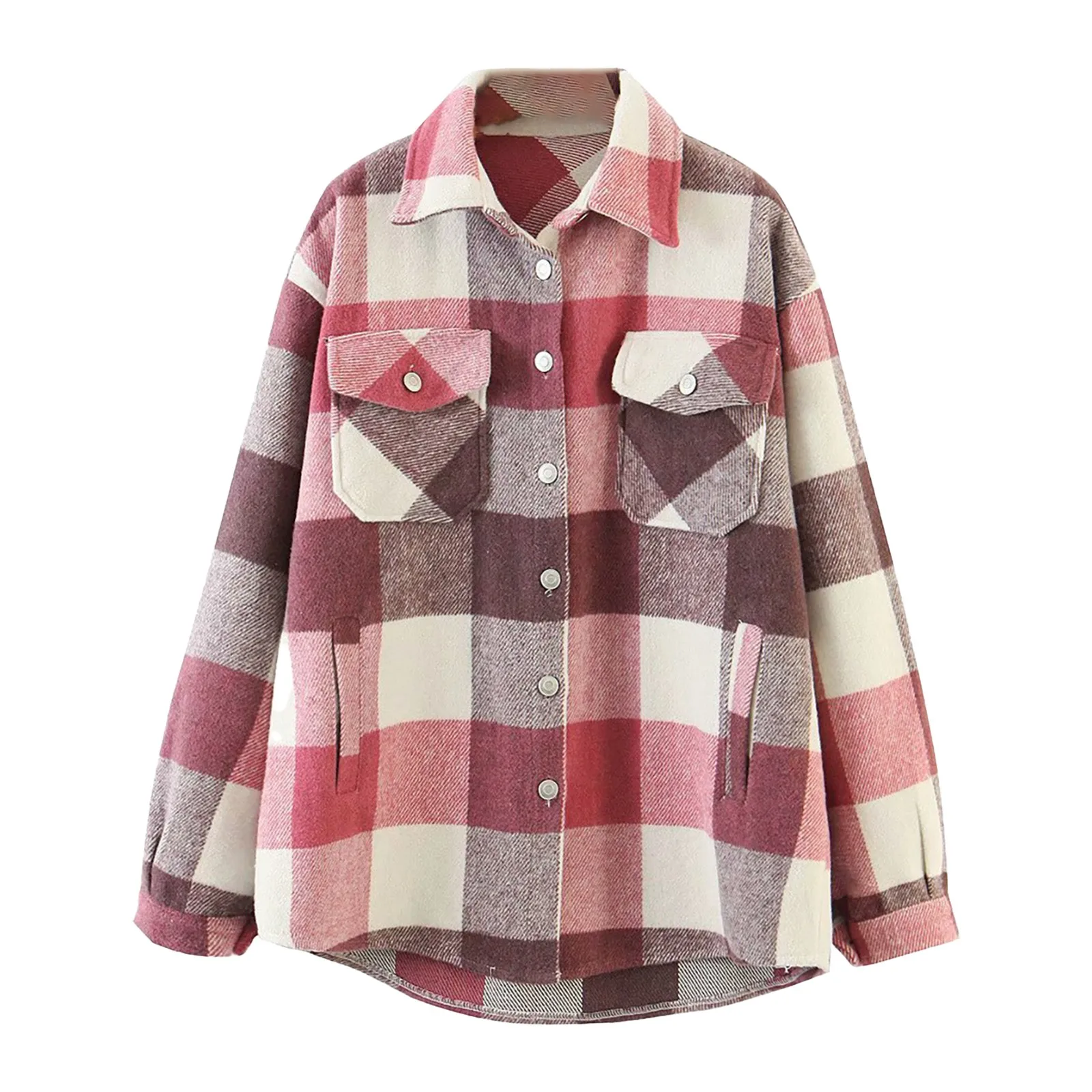 Women Plaid Jacket Single-breasted Pocket Splicing Mid-length Woolen Coat Casual Wool Jacket Turn Down Collar Coat Outwear
Women Plaid Jacket Single-breasted Pocket Splicing Mid-length Woolen Coat Casual Wool Jacket Turn Down Collar Coat Outwear