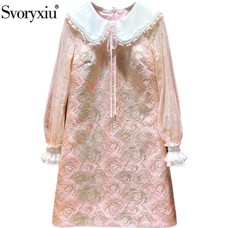 Svoryxiu Fashion Runway Autumn Elegant Pink Mini Dress Women's Long Sleeve Flower Jacquard Embroidery High Quality Dresses
Svoryxiu Fashion Runway Autumn Elegant Pink Mini Dress Women's Long Sleeve Flower Jacquard Embroidery High Quality Dresses