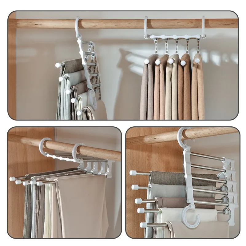 Newest Hot Fashion 5 In 1 Pant Rack Shelves Stainless Steel Multi-functional Wardrobe Magic Hanger Dropshipping
Newest Hot Fashion 5 In 1 Pant Rack Shelves Stainless Steel Multi-functional Wardrobe Magic Hanger Dropshipping
