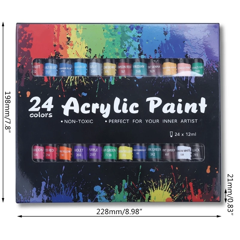 Acrylic Paint Set 24 Color 12ml Pigment for Kids Adults Beginner Profess Artists K3KE
Acrylic Paint Set 24 Color 12ml Pigment for Kids Adults Beginner Profess Artists K3KE