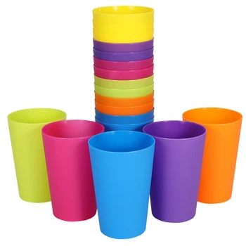 18pcs/set Reusable Plastic Cups Mugs Rainbow Colors Outdoor Picnic Travel Drinking Cup Mug Home Party Kids Water Cup Drinkware