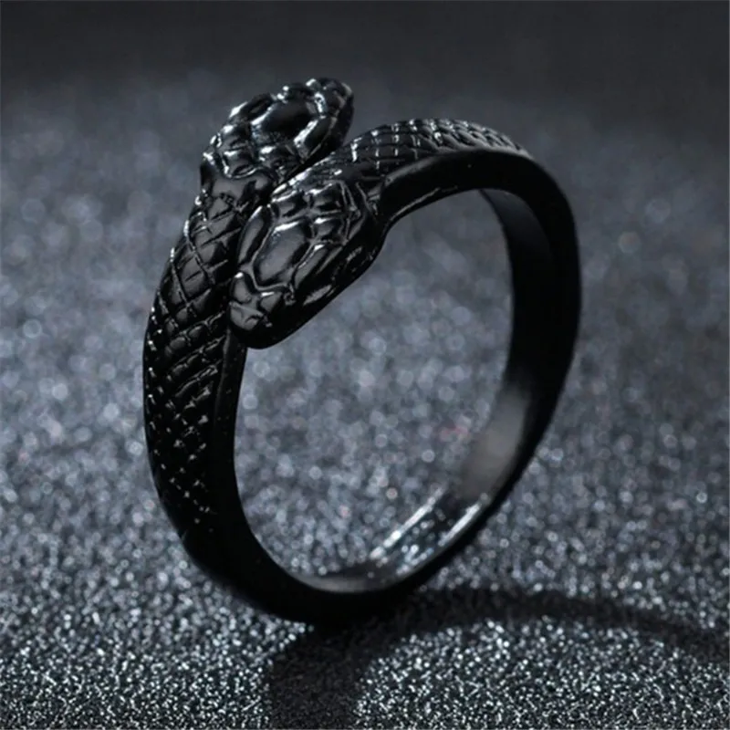 Punk Exaggerated Black Snake Open Ring Hip Hop Amphisbaena Cobra Texture Animal Adjustable Finger Band Women Party Jewelry Gift
Punk Exaggerated Black Snake Open Ring Hip Hop Amphisbaena Cobra Texture Animal Adjustable Finger Band Women Party Jewelry Gift