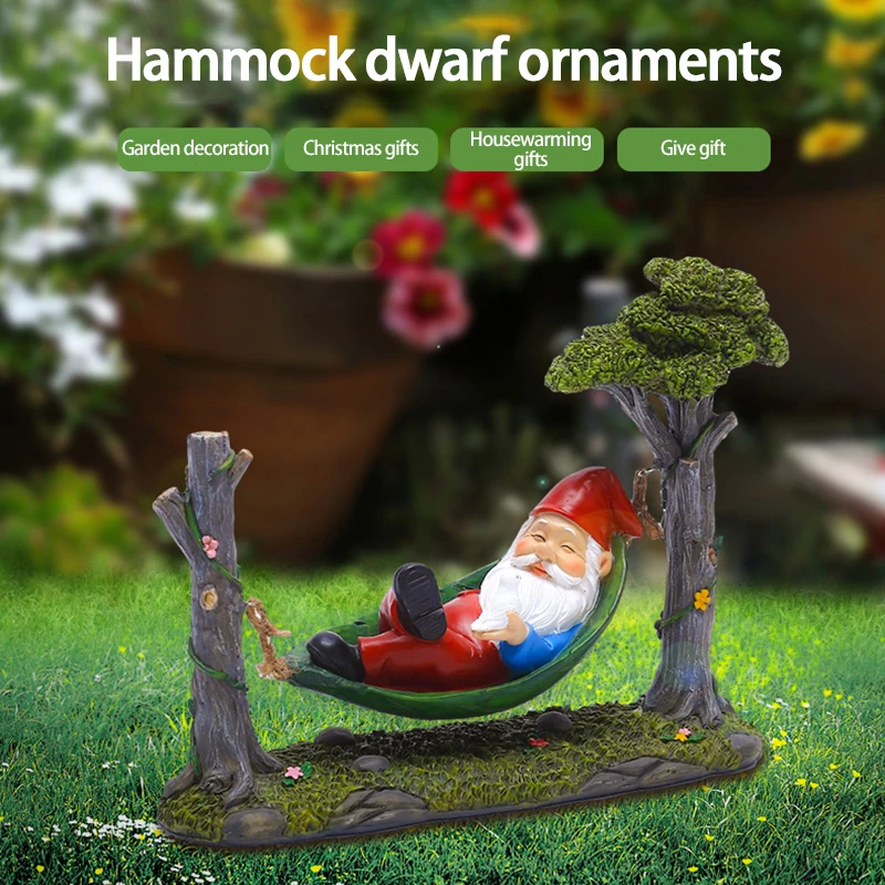 Garden Hammocks Gnome Statue Creative Swinging Dwarf Decor Resin Crafts Figurines Ornament For Garden Decoration jardin Home 
Garden Hammocks Gnome Statue Creative Swinging Dwarf Decor Resin Crafts Figurines Ornament For Garden Decoration jardin Home