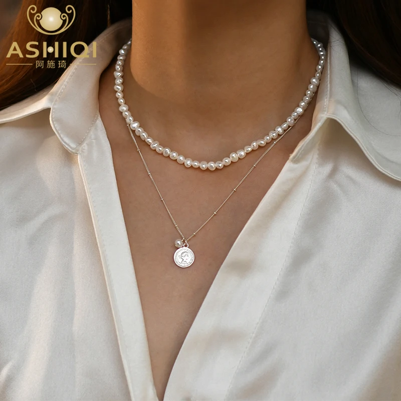 ASHIQI Natural freshwater pearl Necklace with 925 Sterling Silver Queen Avatar Pendant for Women Double layer Jewelry Gift New
ASHIQI Natural freshwater pearl Necklace with 925 Sterling Silver Queen Avatar Pendant for Women Double layer Jewelry Gift New
