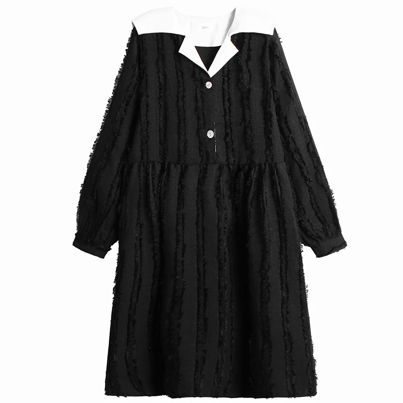 SuperAen Sailor Collar Flocking Tassel High Waist Loose Plus Size Long Spring Dresses Women
SuperAen Sailor Collar Flocking Tassel High Waist Loose Plus Size Long Spring Dresses Women