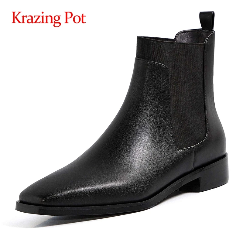 Krazing pot hot winter new boots real leather mixed color square toe thick high heel slip on dating high quality ankle boots L19
Krazing pot hot winter new boots real leather mixed color square toe thick high heel slip on dating high quality ankle boots L19