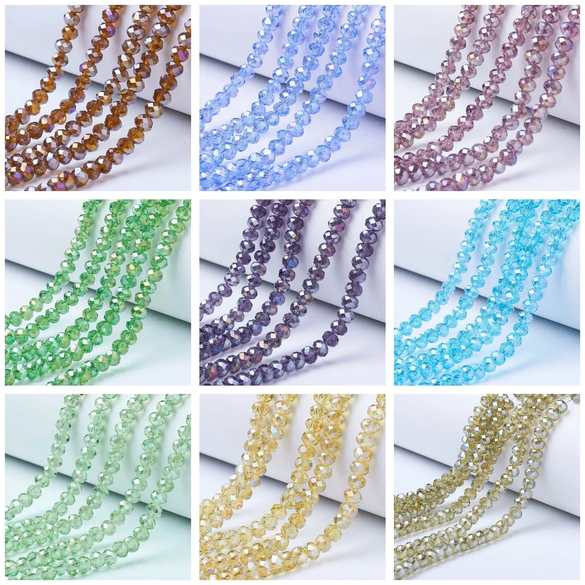 

10 Strands 4mm/6mm/8mm Faceted Glass Beads Transparent AB Crystal Rondelle Bead For Bracelet Necklace DIY Jewelry Making