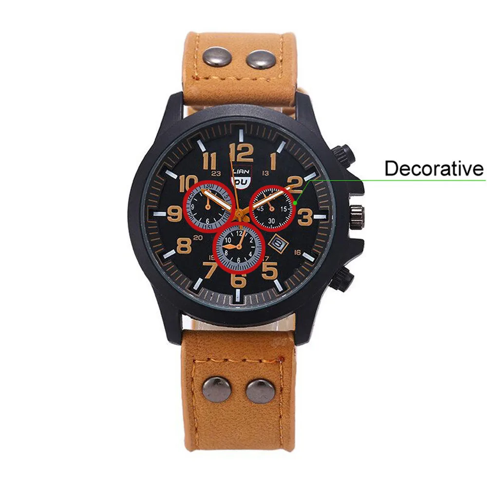 Military Men Watch Leather Strap Waterproof Wristwatch Male Three Eyes And Six Pointer Dial Wrist Clock Reloj Hombre homme
Military Men Watch Leather Strap Waterproof Wristwatch Male Three Eyes And Six Pointer Dial Wrist Clock Reloj Hombre homme