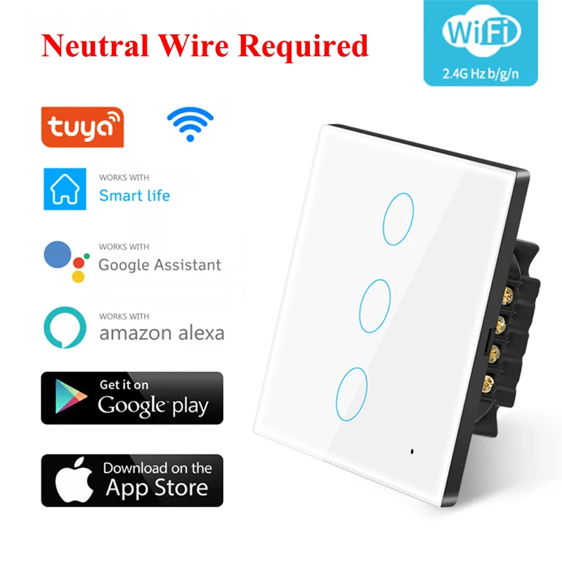 Tuya Wifi Smart Light Switch EU Wall Touch Glass Panel Switch APP Remote Control for Alice Alexa Smart Home Neutral Required
Tuya Wifi Smart Light Switch EU Wall Touch Glass Panel Switch APP Remote Control for Alice Alexa Smart Home Neutral Required