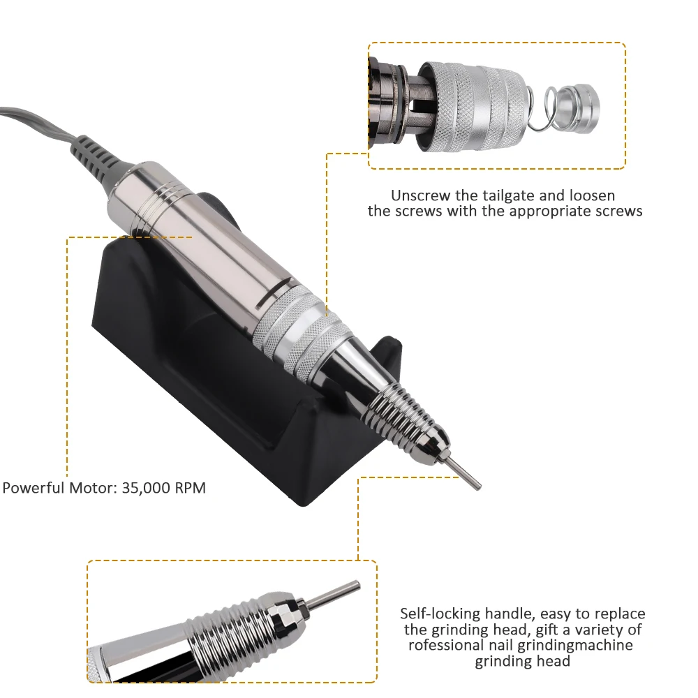 New Electric Nail Drill Machine 35000RPM Manicure Machine Apparatus Automatic Nail Polisher Nail Art Pedicure Nail File Bit
New Electric Nail Drill Machine 35000RPM Manicure Machine Apparatus Automatic Nail Polisher Nail Art Pedicure Nail File Bit